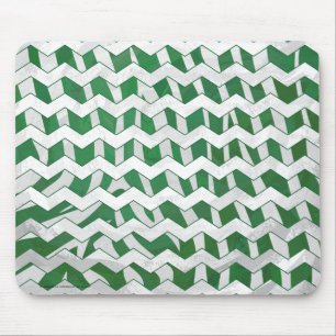 Tapis De Souris Chevron Zèbre Vert et Imprimé Blanc