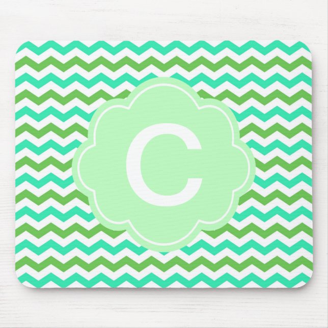Tapis De Souris Chevron zigzag vert frais tendance et moderne (Devant)