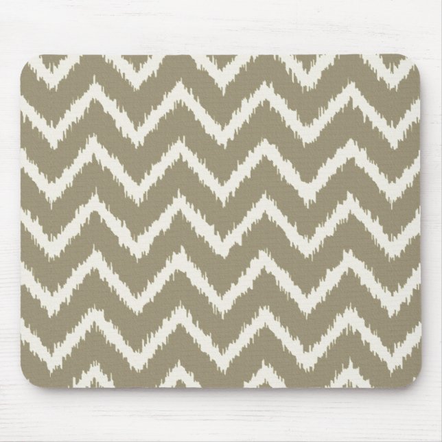 Tapis De Souris Chevrons d'Ikat - Taupe bronzage et beige (Devant)