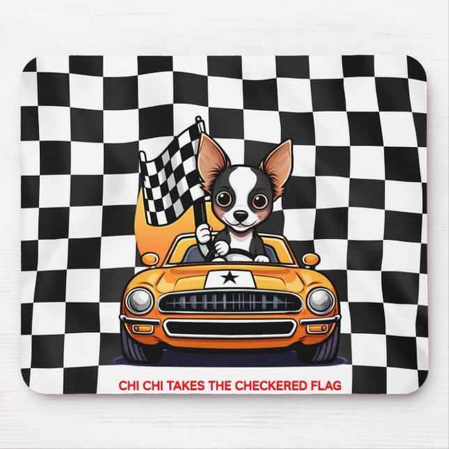 Tapis De Souris Chi Chi Prend Le Drapeau à Damier (Devant)