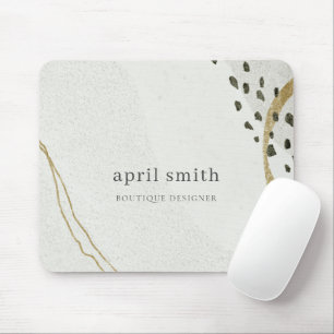 Tapis De Souris Chic Abstrait d'ivoire d'or noir Gris pierre textu