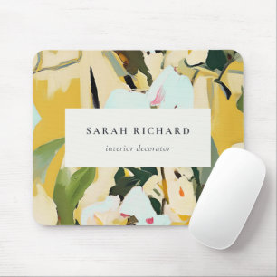 Tapis De Souris Chic Boho Coloré Ocre Jaune Peint Floral