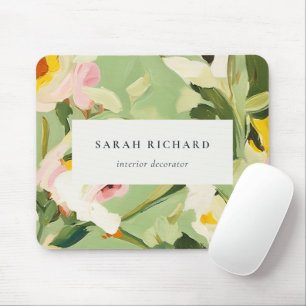 Tapis De Souris Chic Boho coloré vert rose rose rose floral