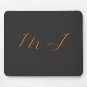 Tapis De Souris Chic calligraphie gris orange monogramme nom initi