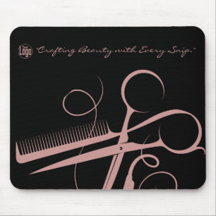 Tapis De Souris Chic Coiffeur rose Outils Logo Moto