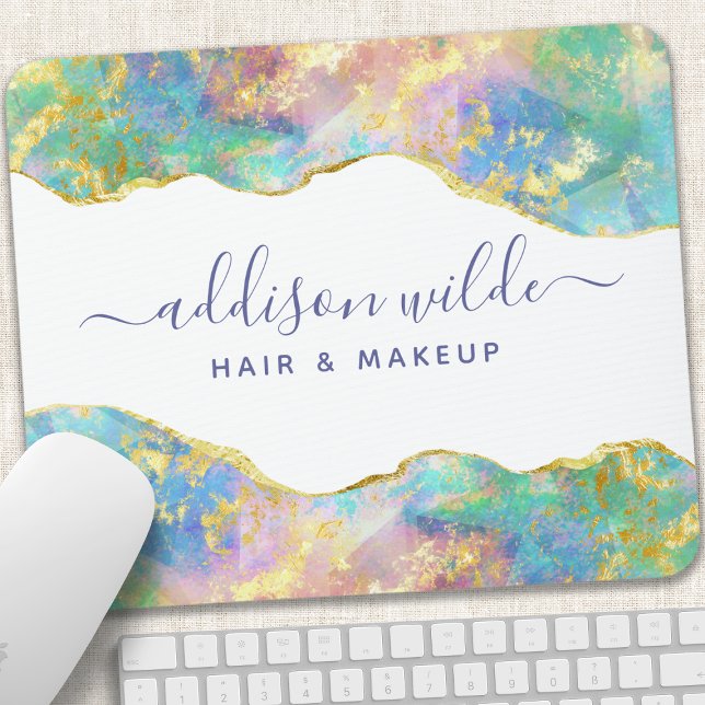 Tapis De Souris Chic Fire Opal Rainbow Gemstone Mouse Pad (Créateur téléchargé)