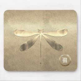 Tapis De Souris Chic Gold Dragonfly Monogrammé