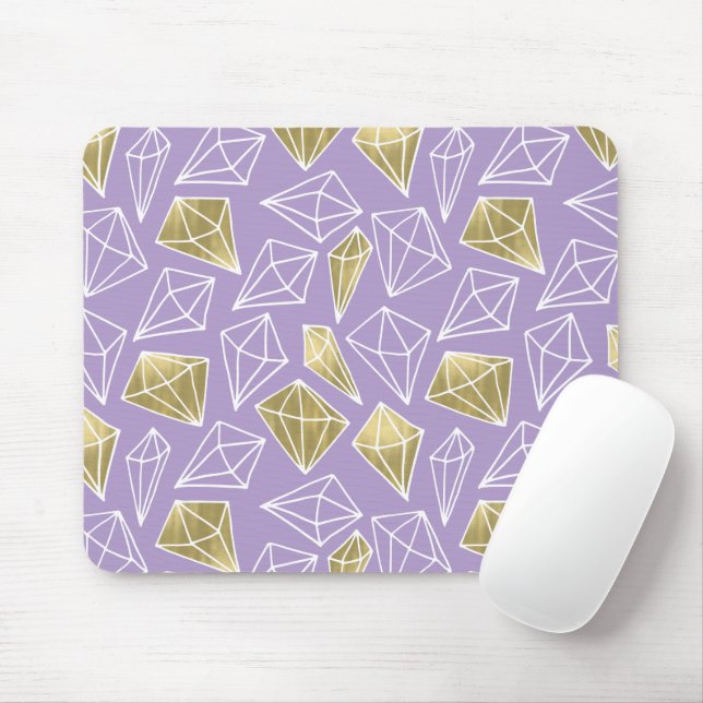 Tapis De Souris Chic Lavender Gold Diamonds Noël (Avec souris)