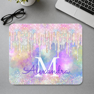 Tapis De Souris Chic licorne colorée dégoulinant de paillettes mon