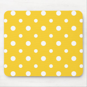 Tapis De Souris Chic Mousepad : Polkas Jumbo blanc sur Jumbo jaune