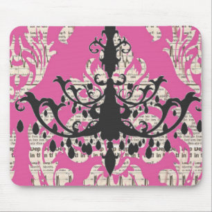 Tapis De Souris Chic Paris damassé rose chaud chandelier vintage