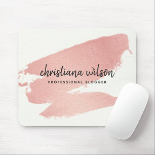 TAPIS DE SOURIS CHIC ROSE GOLD BLUSH BRUSH BRUSH STROKE CALLIGRAPH