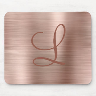 Tapis De Souris Chic Rose Gold Brushed Metal Monogram Initial