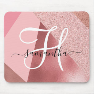 Tapis De Souris Chic Rose Gold Monogram