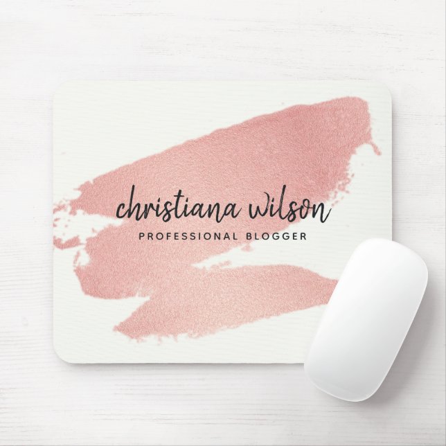 TAPIS DE SOURIS CHIC ROSE OR BLUSH ROSE BRUSH STROKE CALLIGRAPHIE (Avec souris)
