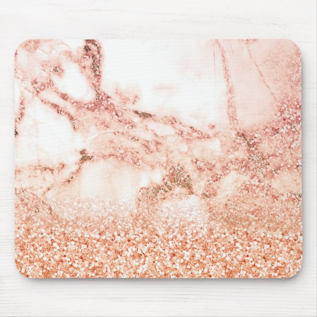 Tapis De Souris Chic Rose or Ombre Parties scintillant Marbre (Devant)