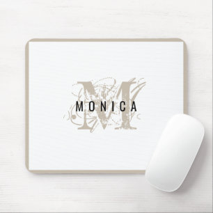 Tapis De Souris Chic Rustic Modern Beige Monogram