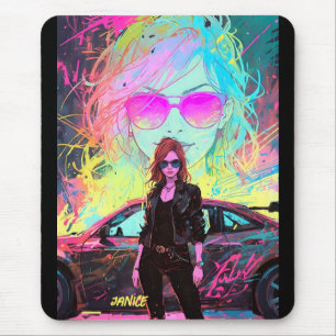 Tapis De Souris Chic tendance Abstrait Anime Female Race Driver