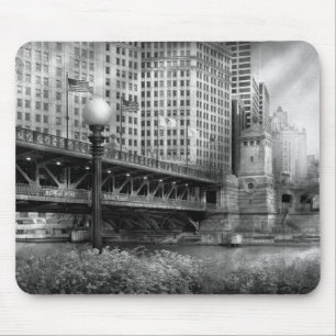 Tapis De Souris Chicago, IL - Pont DuSable construit en 1920 - NB