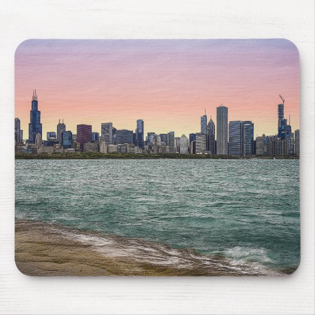 Tapis De Souris Chicago Skyline (Devant)