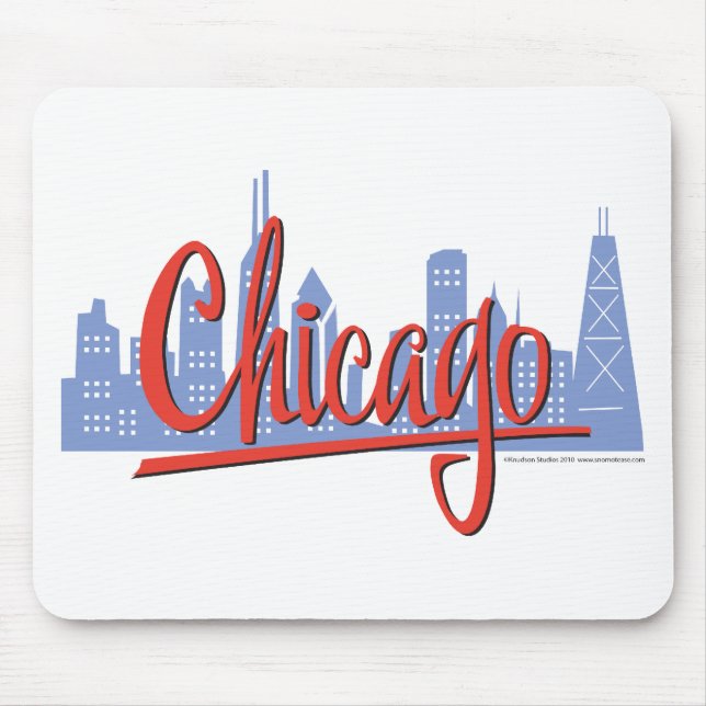 Tapis De Souris Chicago Skyline de la ville venteuse (Devant)