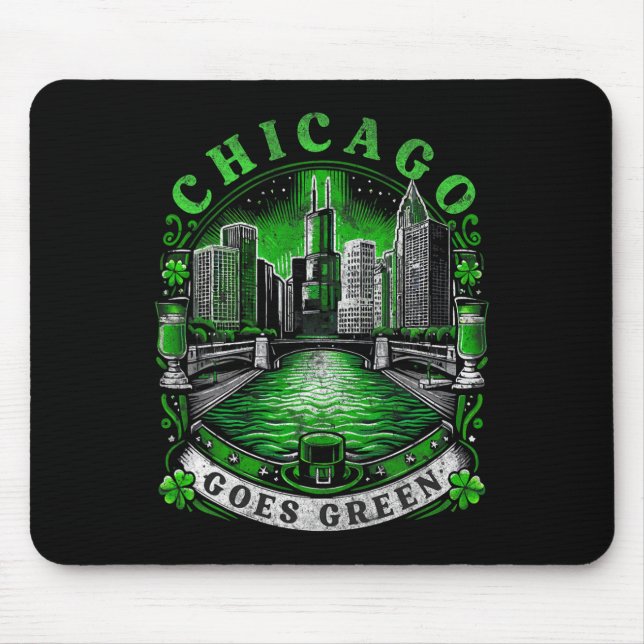 Tapis De Souris Chicago vire au vert St Patricks Day  (Devant)