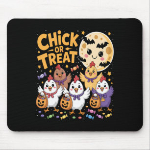 Tapis De Souris Chick Or Treat Halloween Lune Poulet Amusant