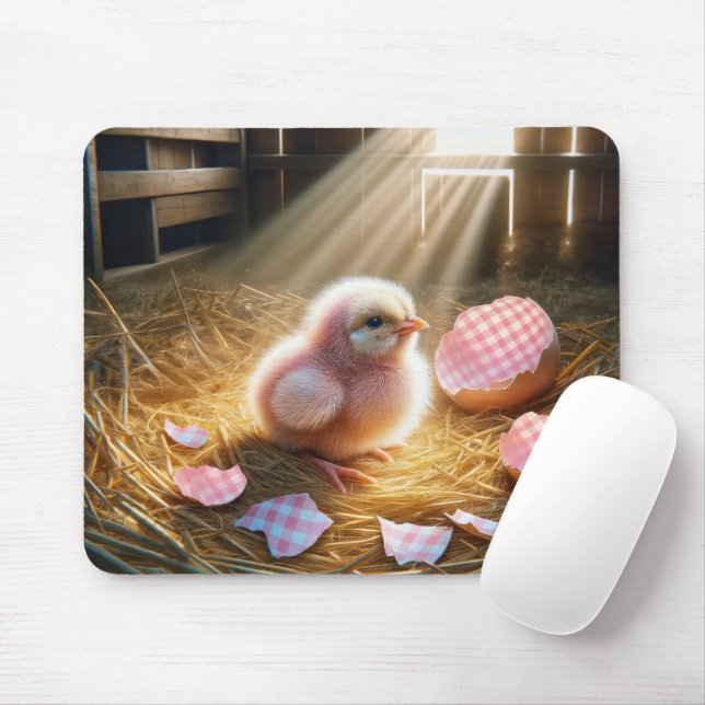 Tapis De Souris Chick rose avec En vichy oignon (Avec souris)