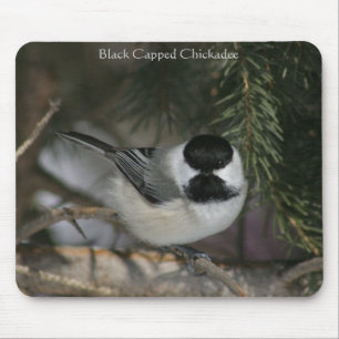 Tapis De Souris Chickadee couvert par noir Mousepad