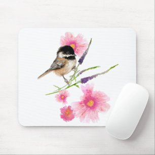 Tapis De Souris Chickadee Sweet Cute Black Capped Aquarelle Art