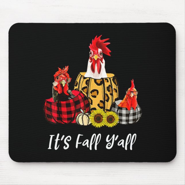 Tapis De Souris Chicken It's Fall Y'all Leopard Pumpkin Autumn Tha (Devant)
