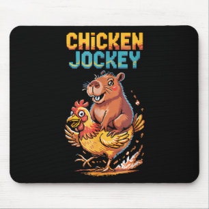 Tapis De Souris Chicken Jockey Capybara Amateurs Pixel Art Gamer A