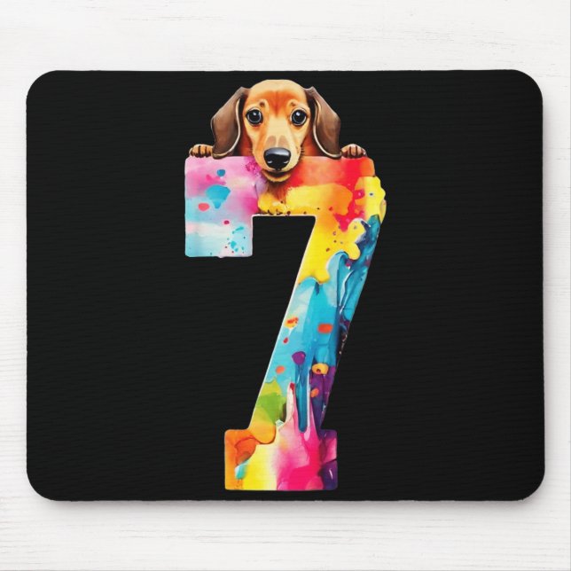 Tapis De Souris Chien 7 Ans Dachshund Anniversaire (Devant)