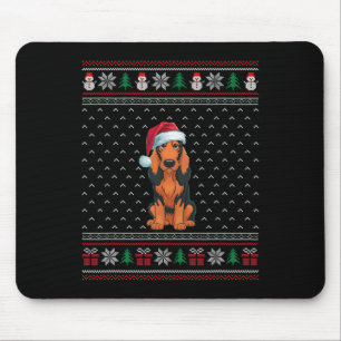 Tapis De Souris Chien à la chaîne portant le chapeau de Santa Hat