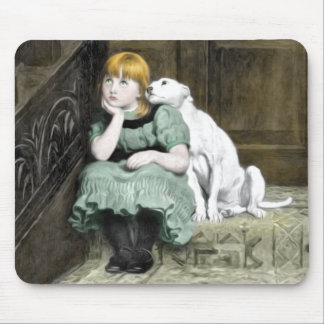 Tapis De Souris Chien Adoring Girl Victorian Peinture