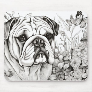 Tapis De Souris Chien anglais Bulldog paisible Nature Prairie Croq