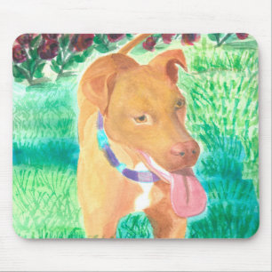 Tapis De Souris Chien avec Frisbee et Rose