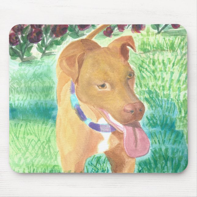 Tapis De Souris Chien avec Frisbee et Rose (Devant)