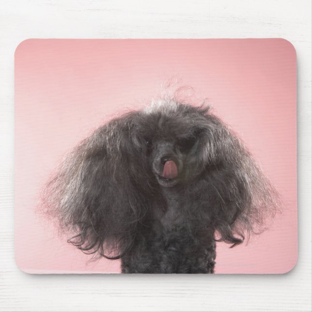 Tapis De Souris Chien avec les cheveux devant le visage et la lang (Devant)