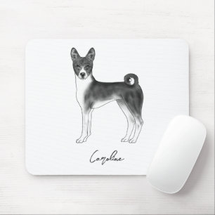 Tapis De Souris Chien Basenji noir et blanc avec nom personnalisé