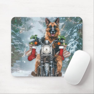 Tapis De Souris Chien berger allemand équitation moto Noël