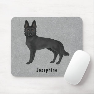 Tapis De Souris Chien Berger Allemand Noir Et Nom Personnalisé Gri