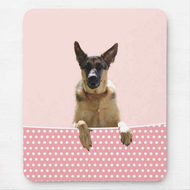 Tapis De Souris Chien berger allemand Pois roses (Devant)