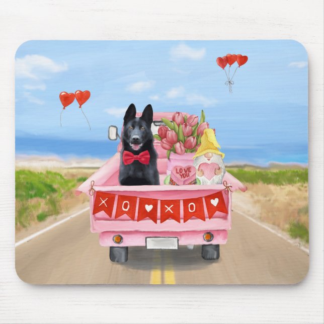 Tapis De Souris Chien berger allemand Saint Valentin Coeurs de cam (Devant)