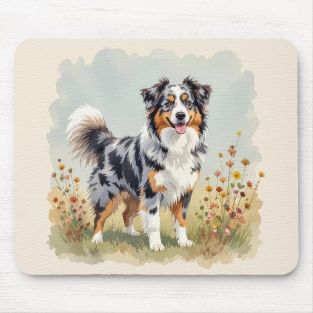 Tapis De Souris Chien Berger Australien Merle Queue Longue (Devant)