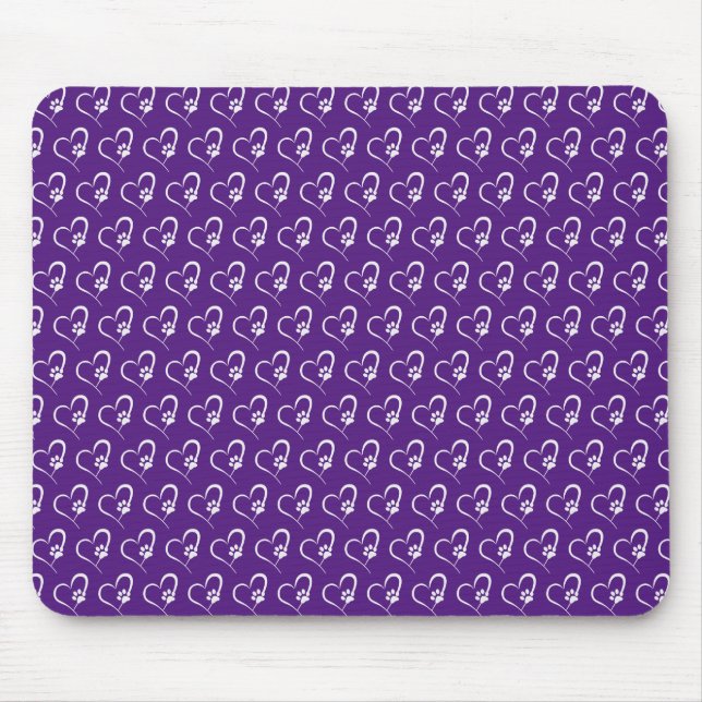 Tapis De Souris chien blanc empreinte de patte à coeur (Devant)