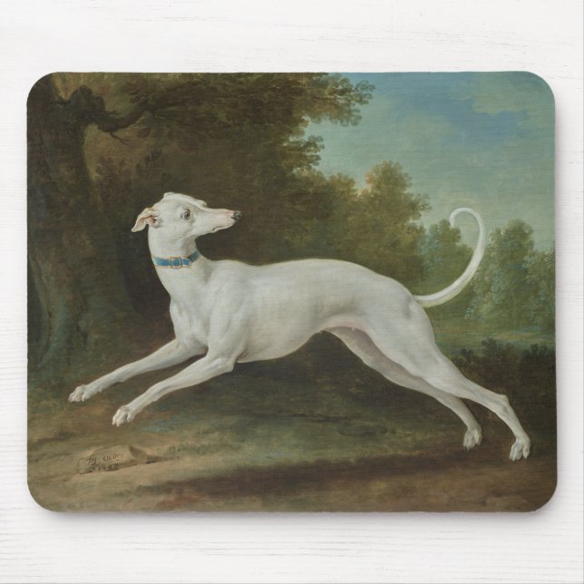 Tapis De Souris Chien blanc gris (par Jean-Baptiste Oudry) (Devant)