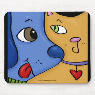 Tapis De Souris Chien bleu et manteau orange
