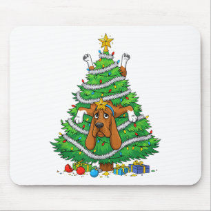 Tapis De Souris Chien Bloodhound Drôle Lumières de Noël pour Enfan