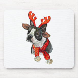 Tapis De Souris Chien Boston terrier de Noël